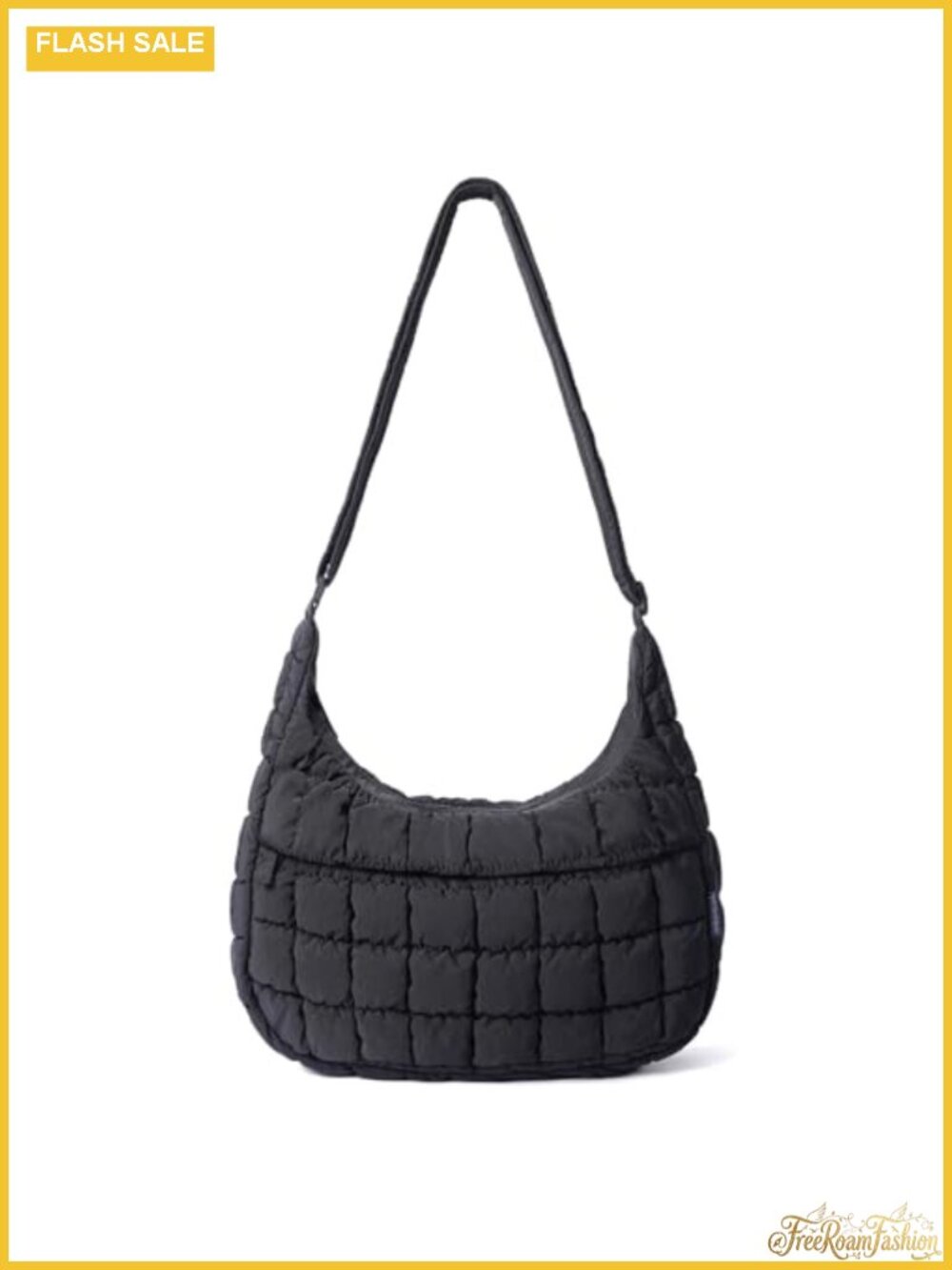 Nylon Puffer Quilted Crossbody Hobo Bag Adjustable Strap